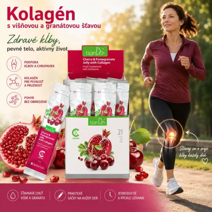 Kolagén s višňovou a granátovou šťavou pre zdravé kĺby a kolená