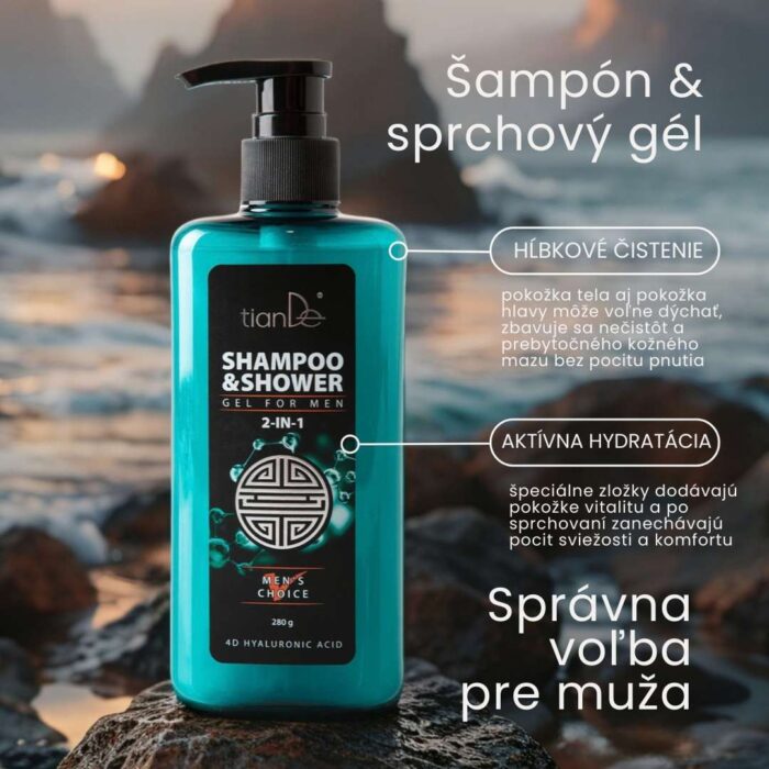 Šampón a sprchový gél pre mužov 2 v 1 – Obrázok 2